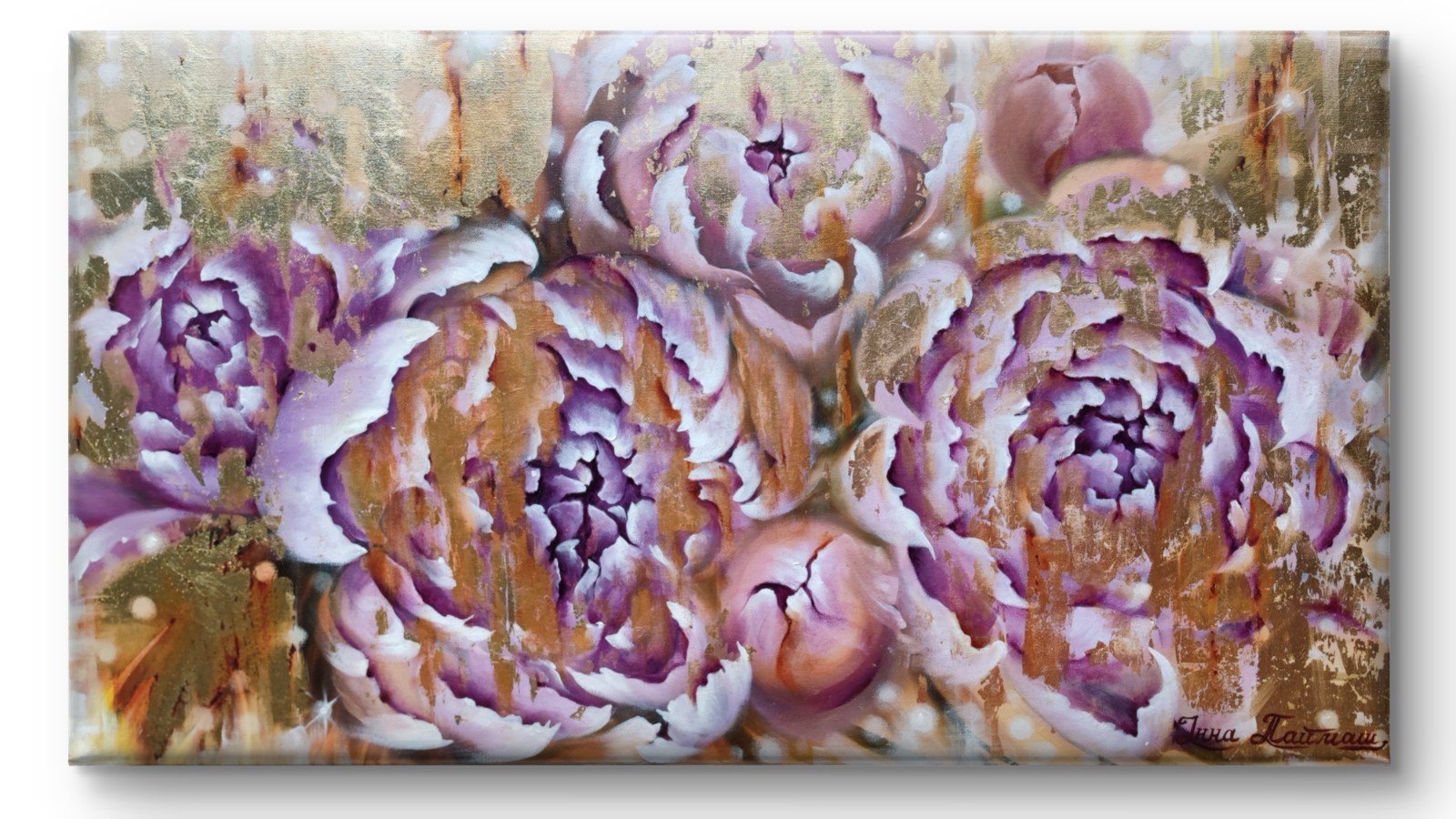 100% Original Oil Painting 35×20″Artwork Red Peonies Spring flowers Peony