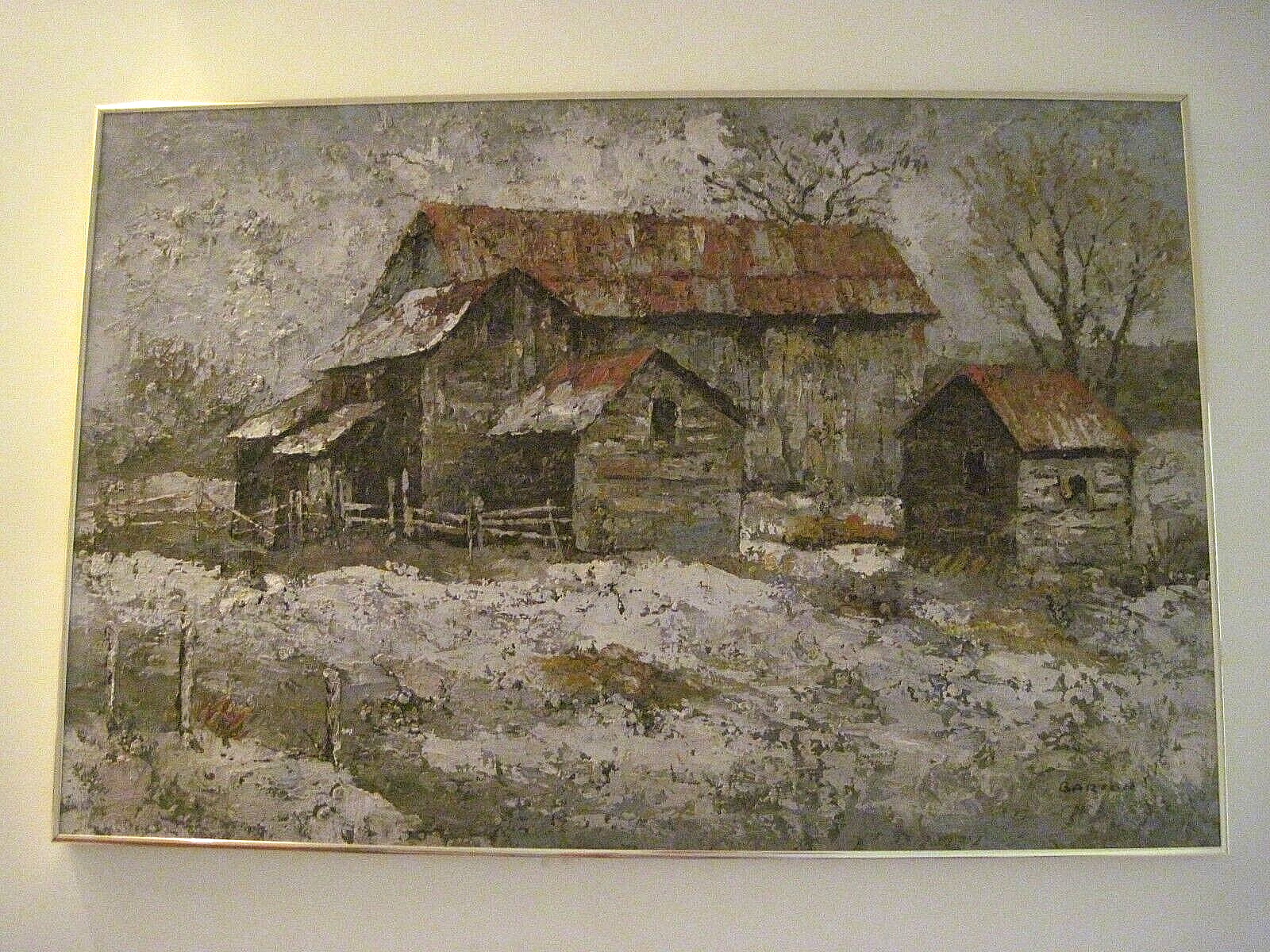 Barton Original Signed Painting Listed Artist Oil On Wood Framed 24″x 36 1/2″