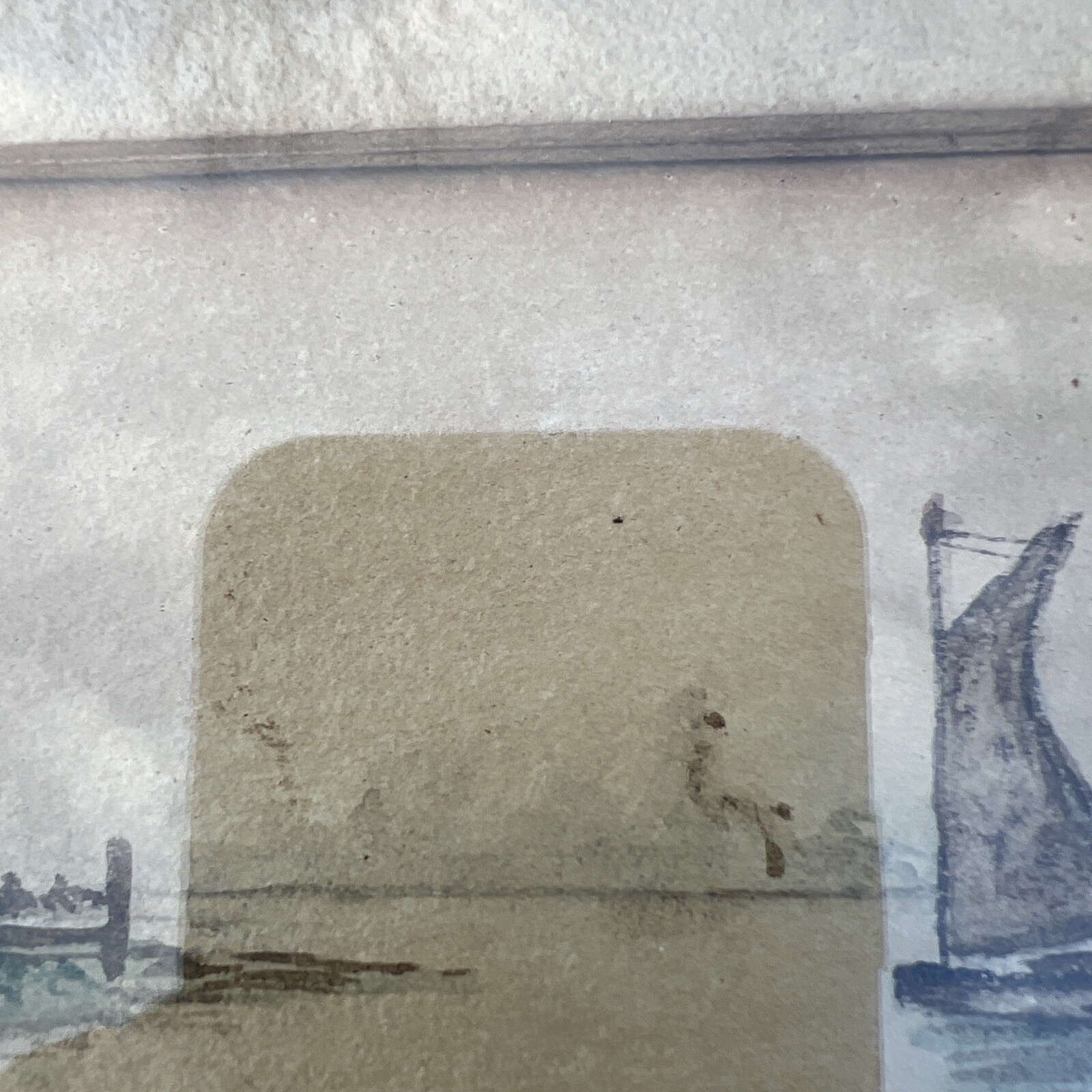 Watercolor on Paper signed dated 1916 house on Bay boat 11″ x 3 1/2″