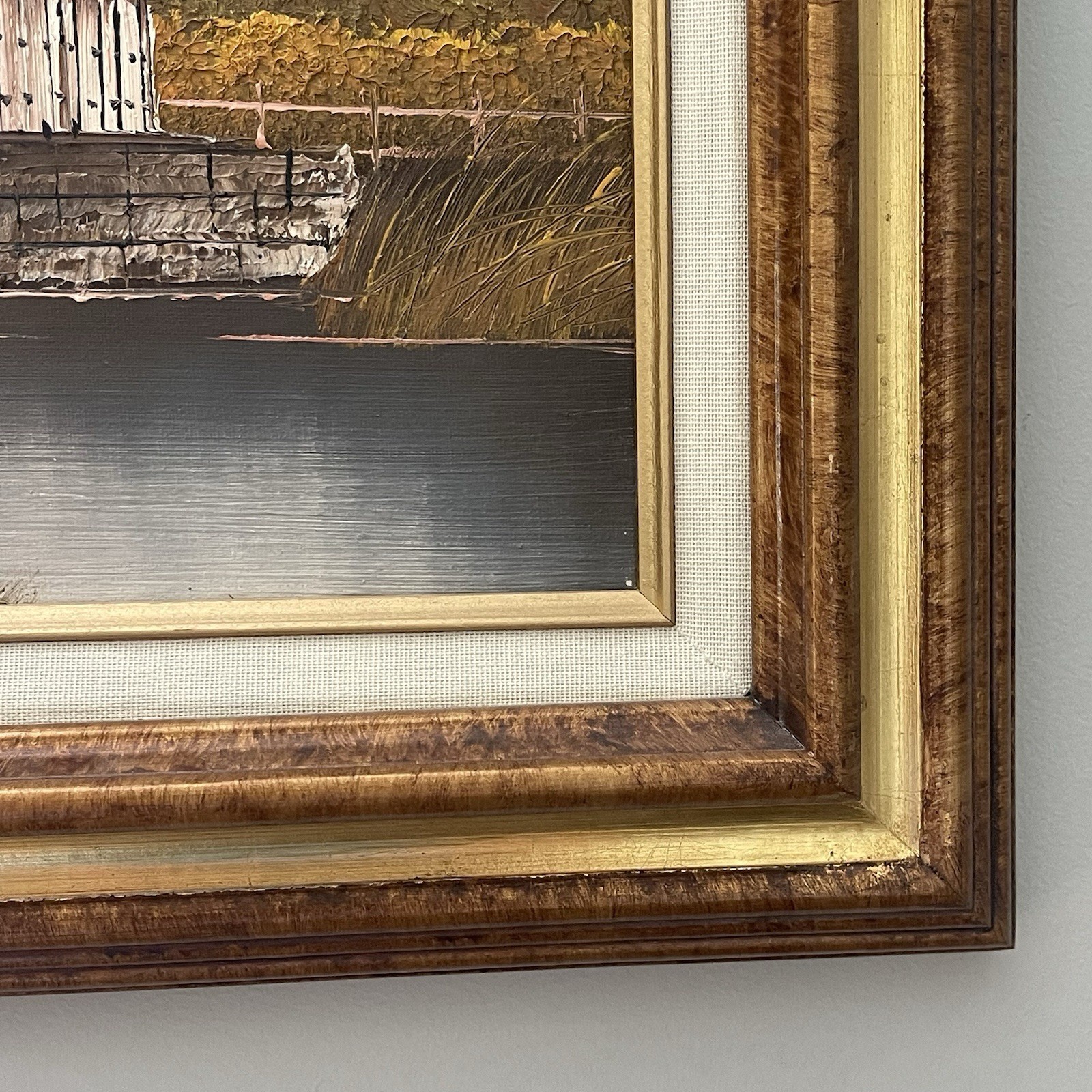 K. Michaelson (20th Century) Covered Bridge Landscape Original Oil Painting