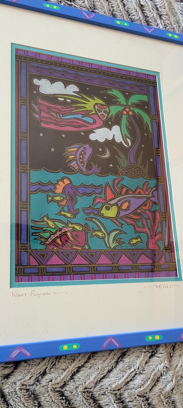 Sonia Robinson Night Flying – Key West – Original Pastel -(21×17) Framed.