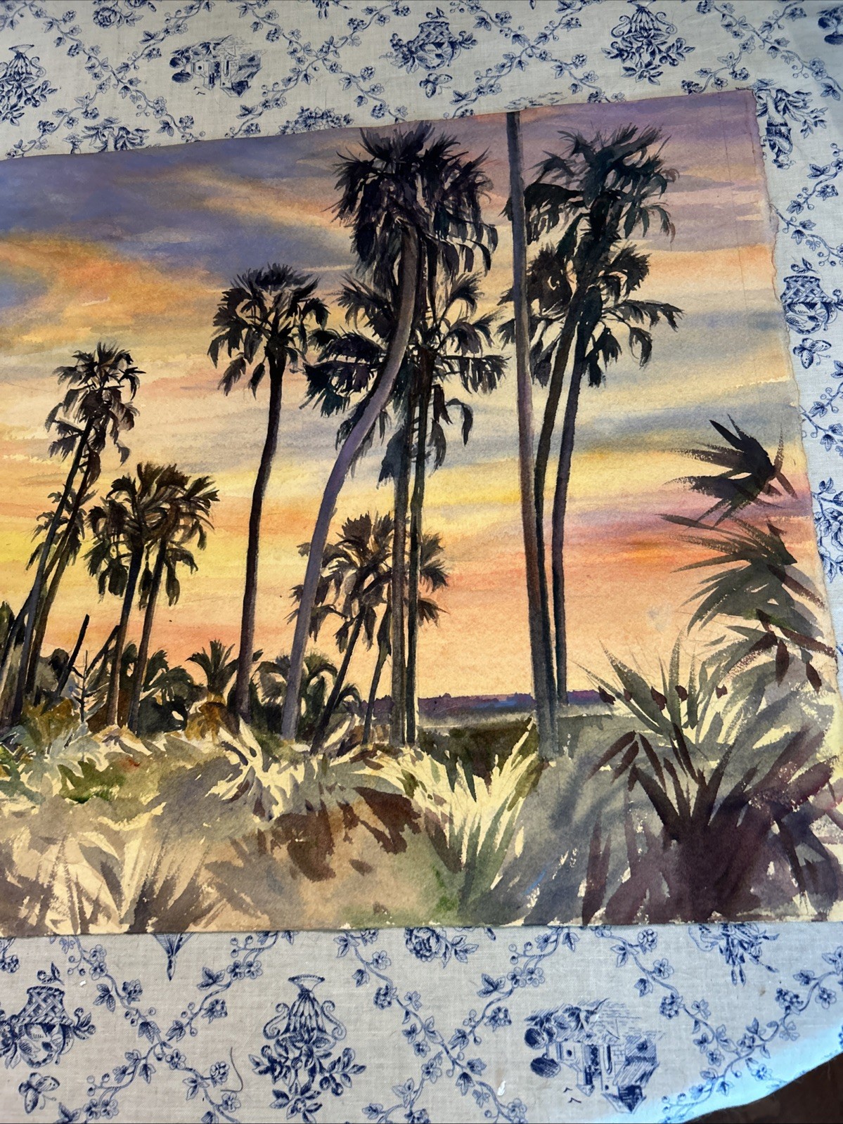 Florida Beach Impressionistic Watercolor By Virginia Chen (unsigned) (444)