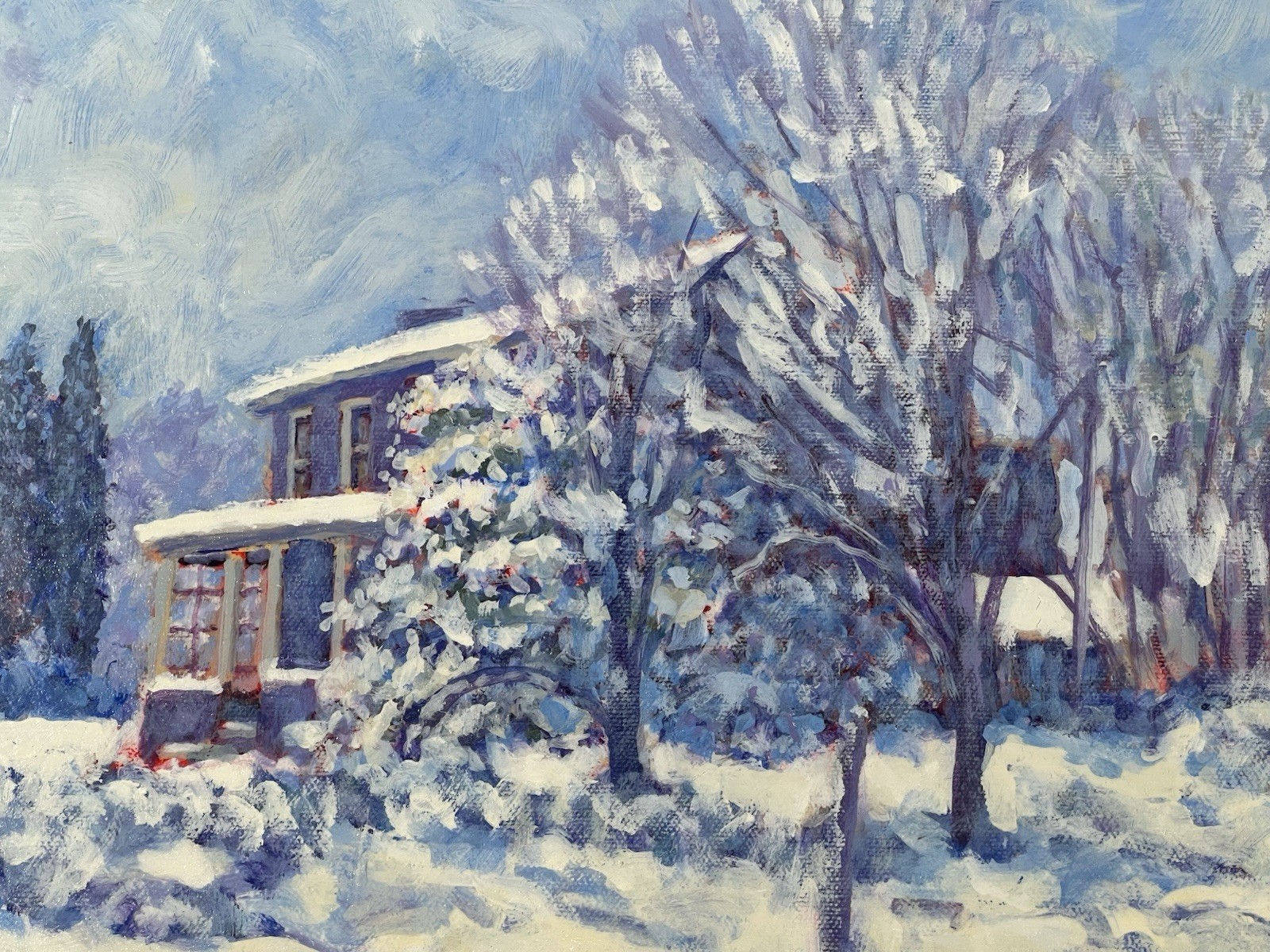 Donald J Wonderling Oil Painting «After a Wet Snow Storm» PA Winter Scene 26×38”