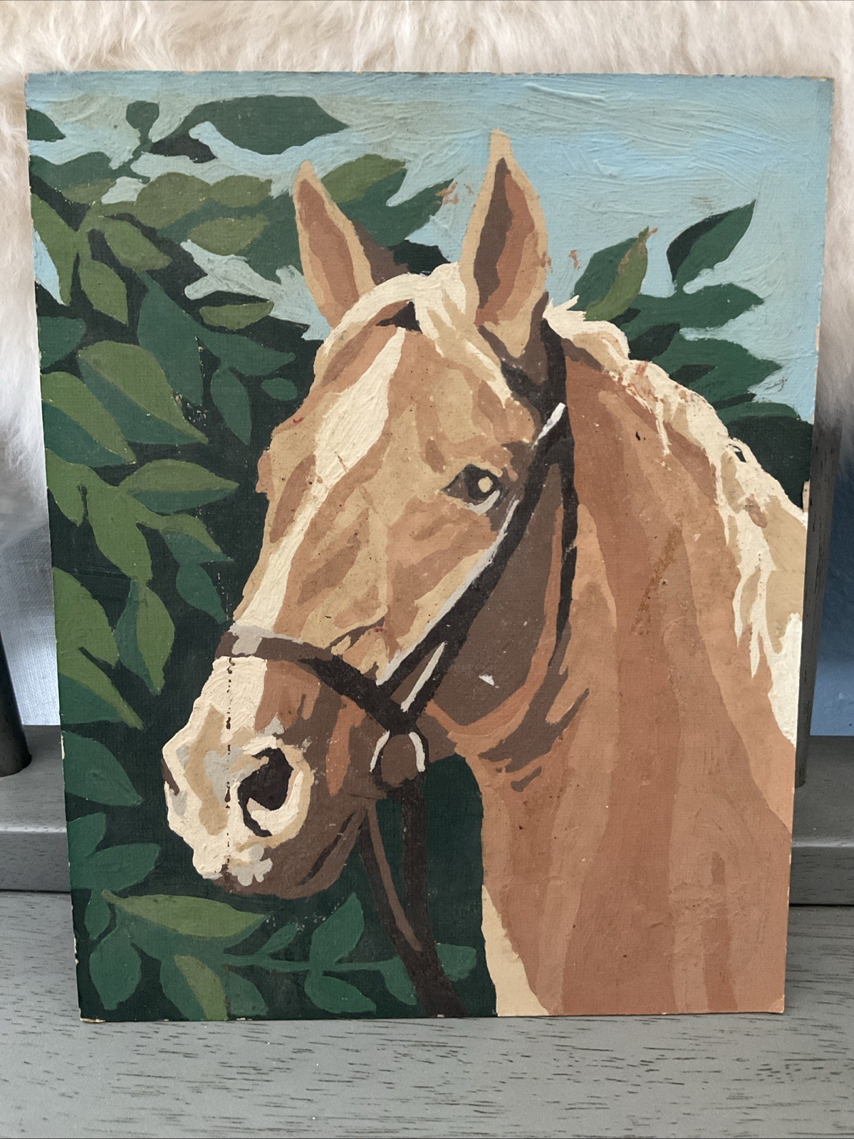 VTG Palomino Horse Painting Mid Century Art Paint by Numbers Hand Painted 10×8