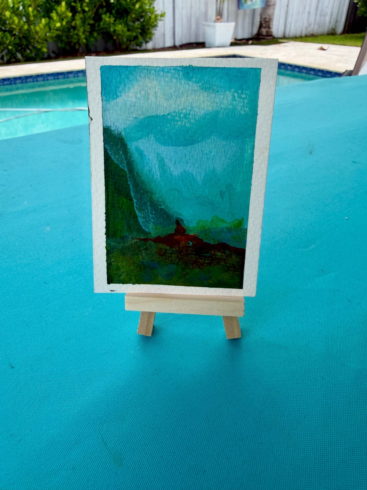 ACEO Mountain Rains abstract nature vibrant airy landscape
