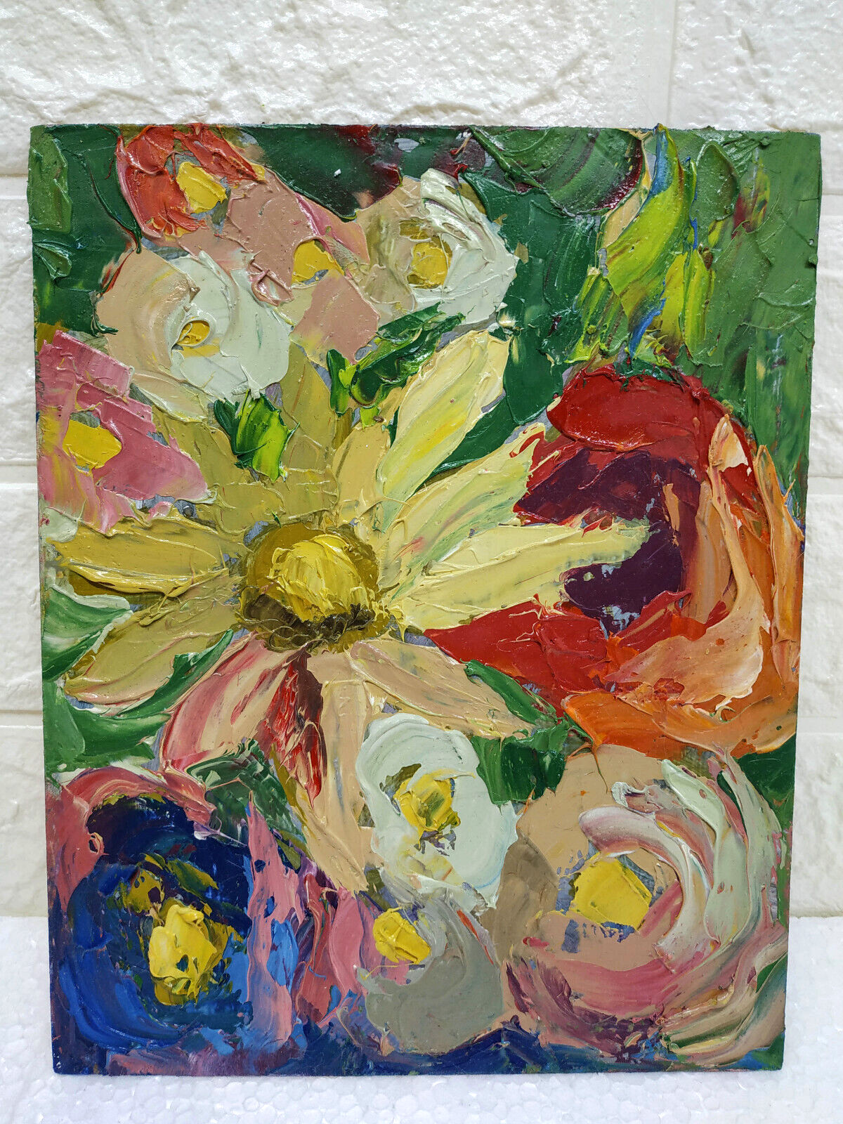 Original oil painting Abstract flower bouquet Artwork Still life wall art 8×10