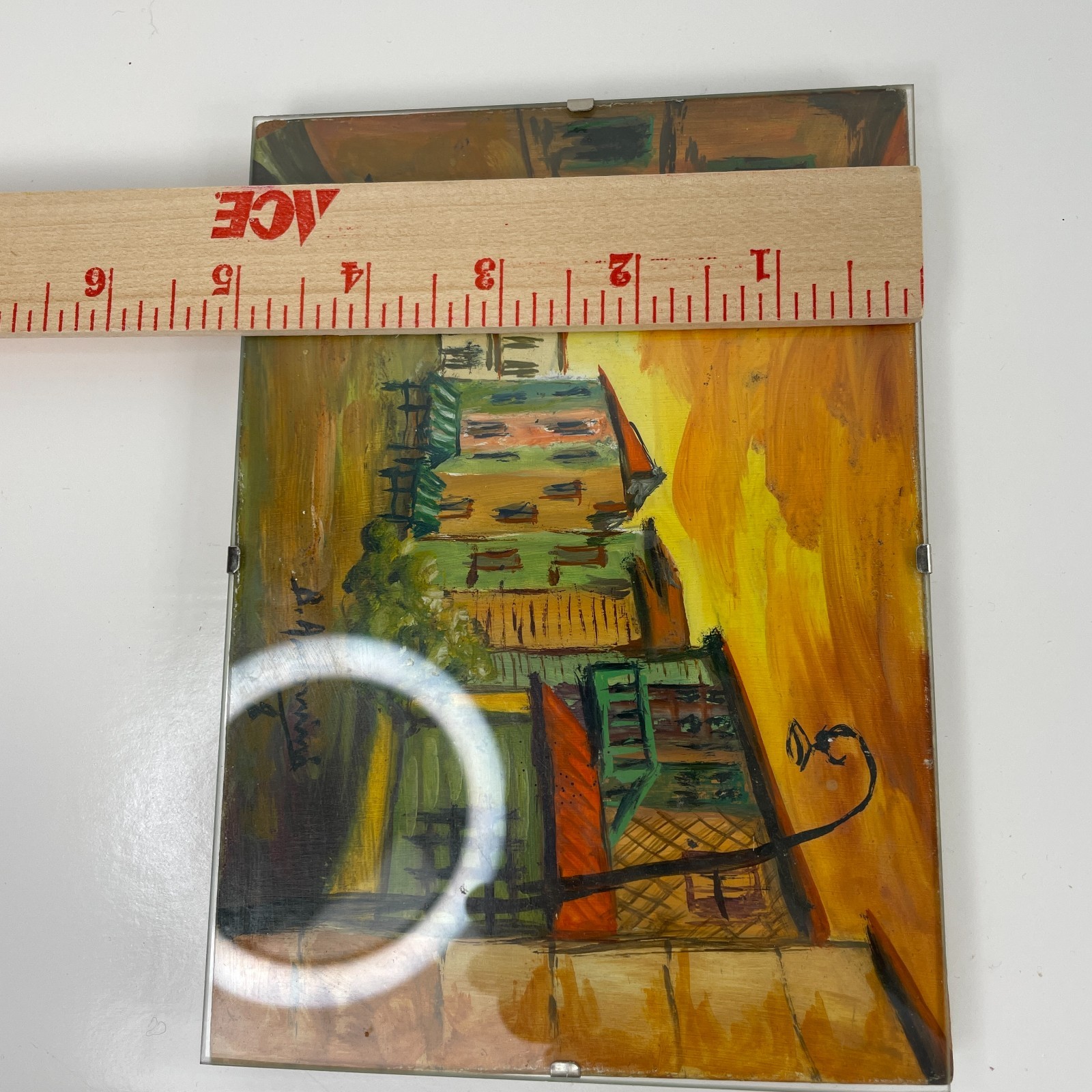 Signed Impressionist-Style Painting Street Scene 7″x5″ In Clip Frame 1988 OOAK