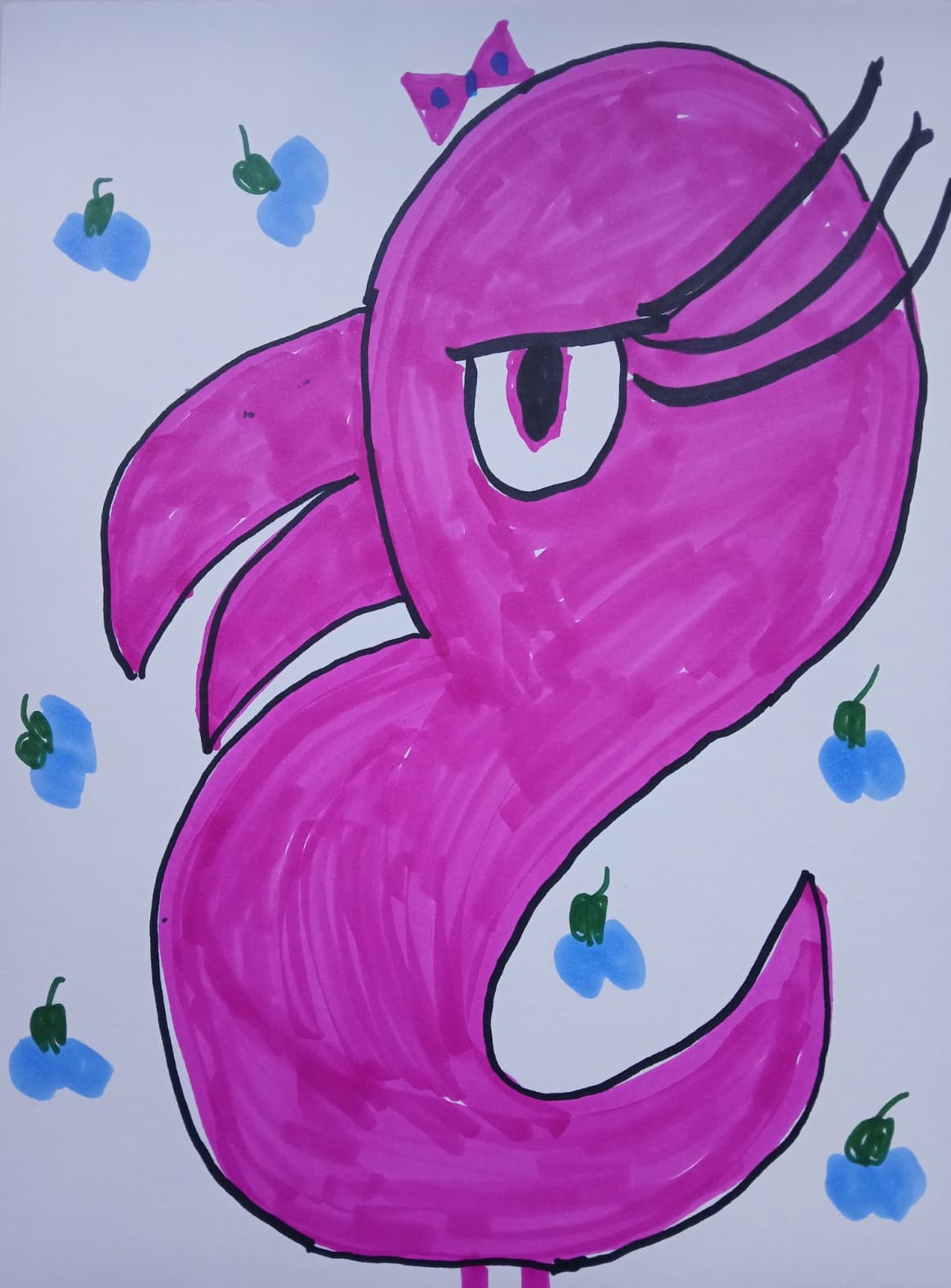 Abstract Expressionism Flamingo Pink 9x 12 Colorful Painting Modern Street Art