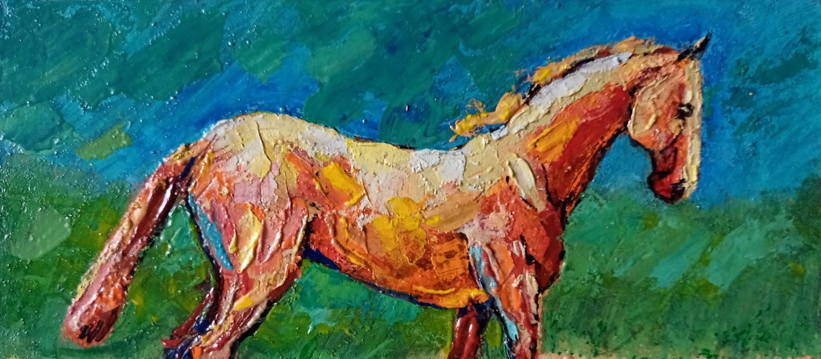 Horse Impasto Painting Original Art Impression Oil Painting 7.8 x 11.8 in