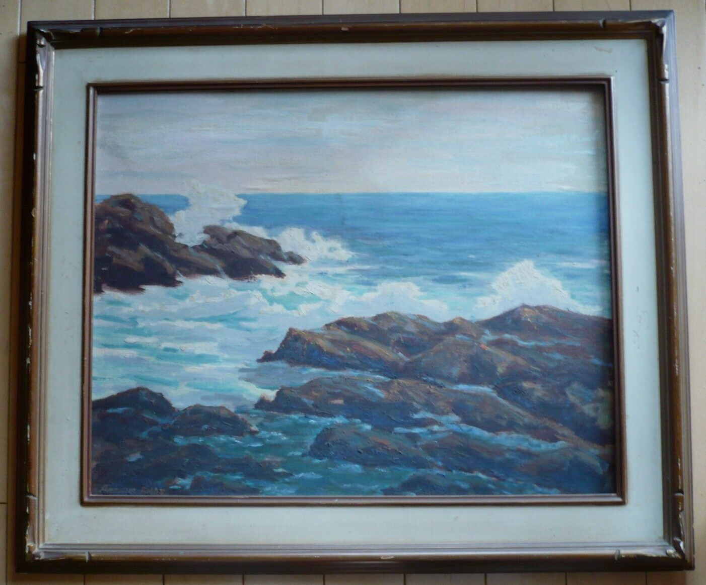 ARTHUR AMOS, LISTED EARLY CA CALIFORNIA PLEIN AIR IMPRESSIONIST SEASCAPE COASTAL