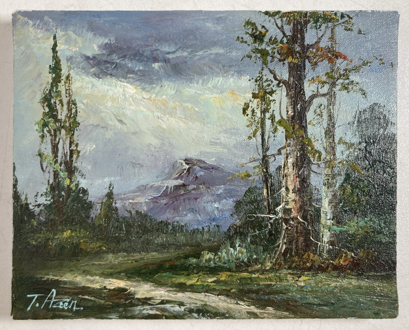 Vintage Original Oil Painting Impressionist Landscape Forest Tree Signed 8 X 10″