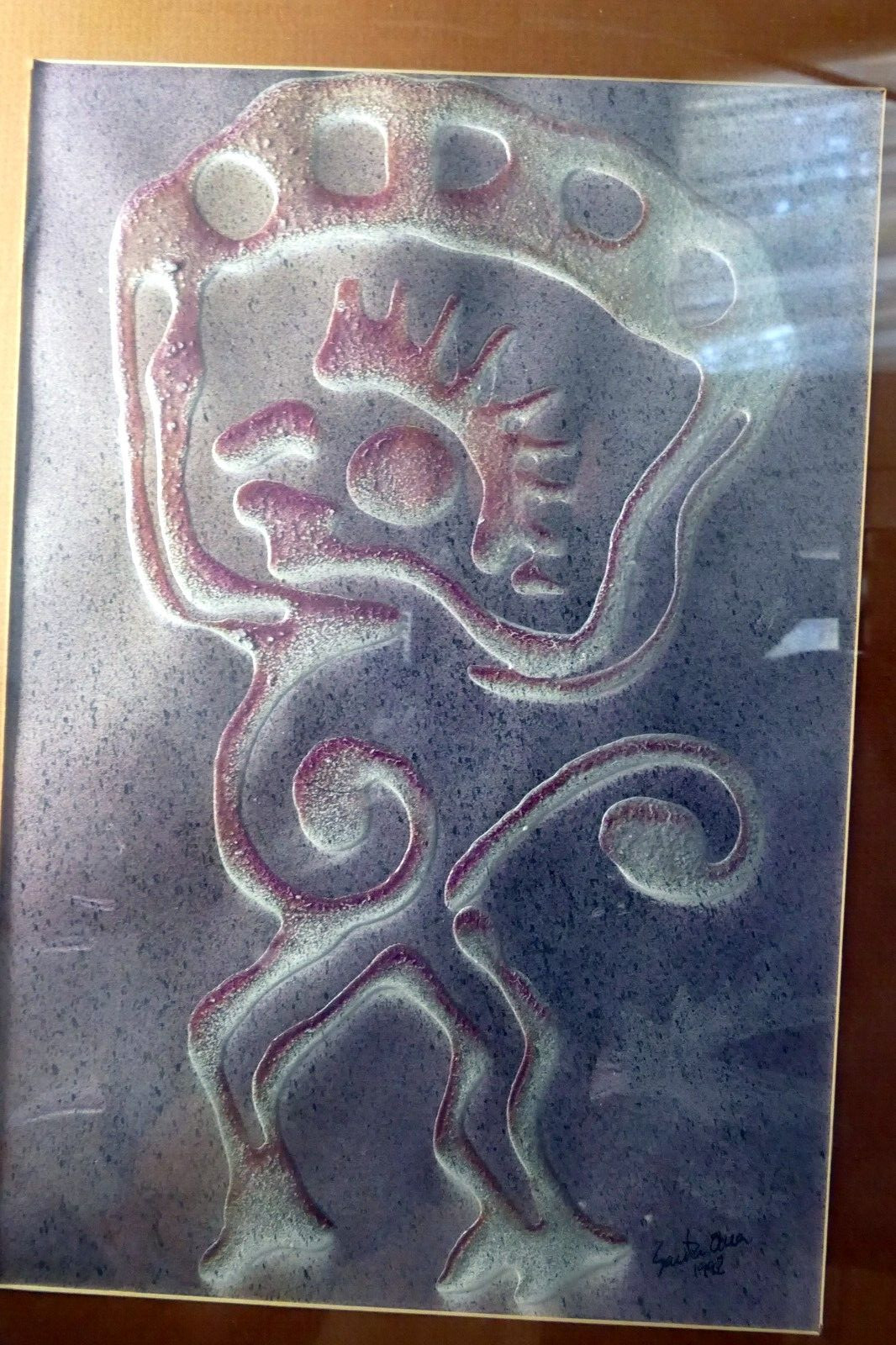 Hand painted Embossed Santa Ana 1992 Mayan monkey