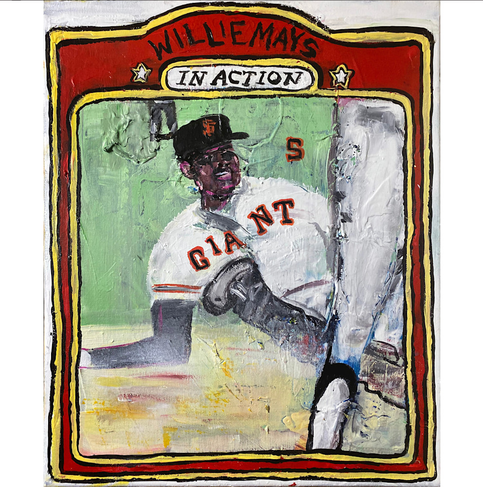 Willie Mays Original 16×20 Acrylic Painting by Sergio Santos @ElSantosWorld