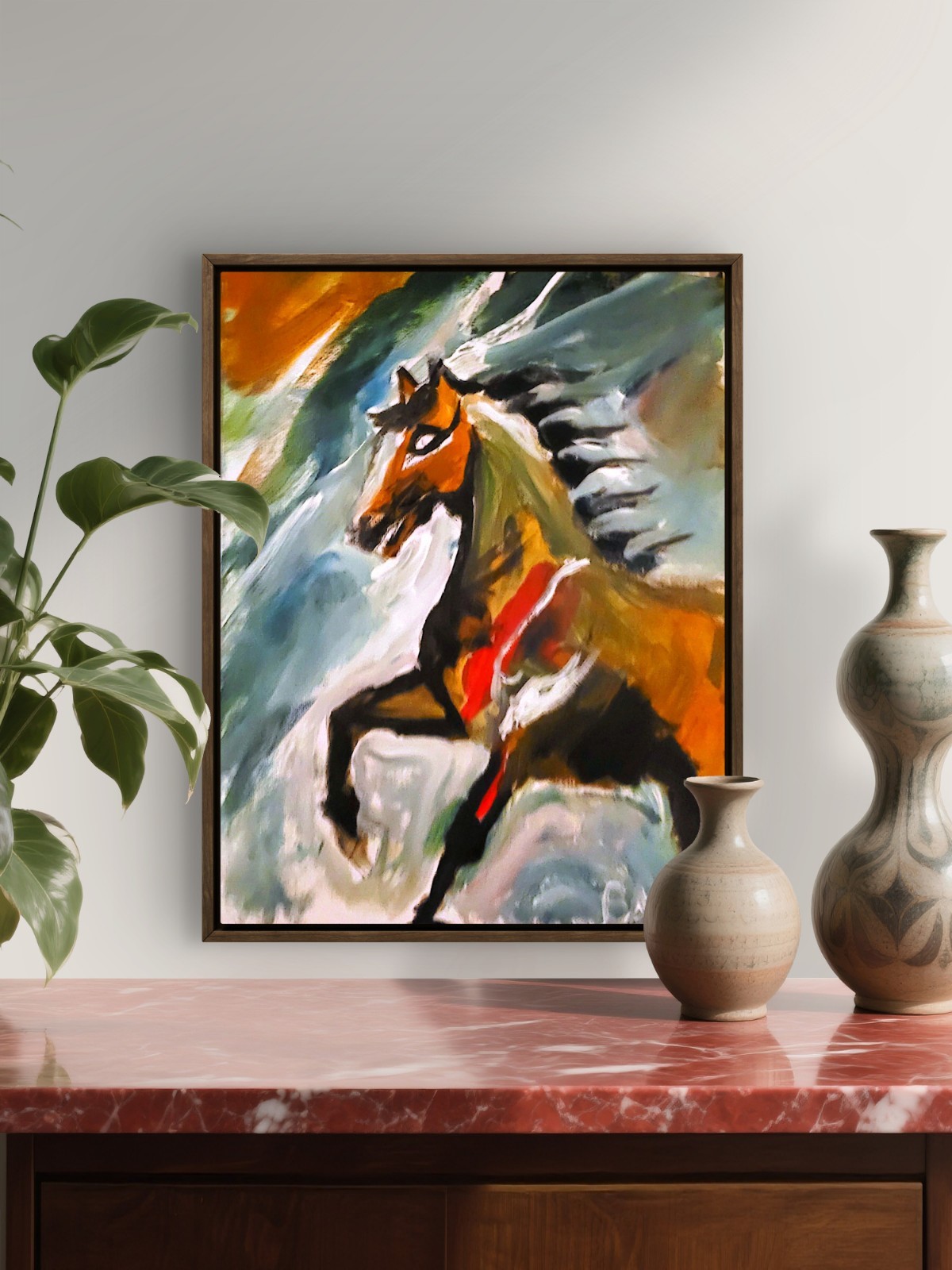 Horse Unique Abstract Expressionism Wall Art Canvas Board 11×14