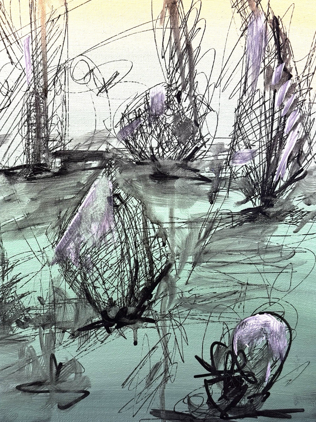 Original Abstract Expressionism 12×16 Trees Handmade Signed Fine Art 339
