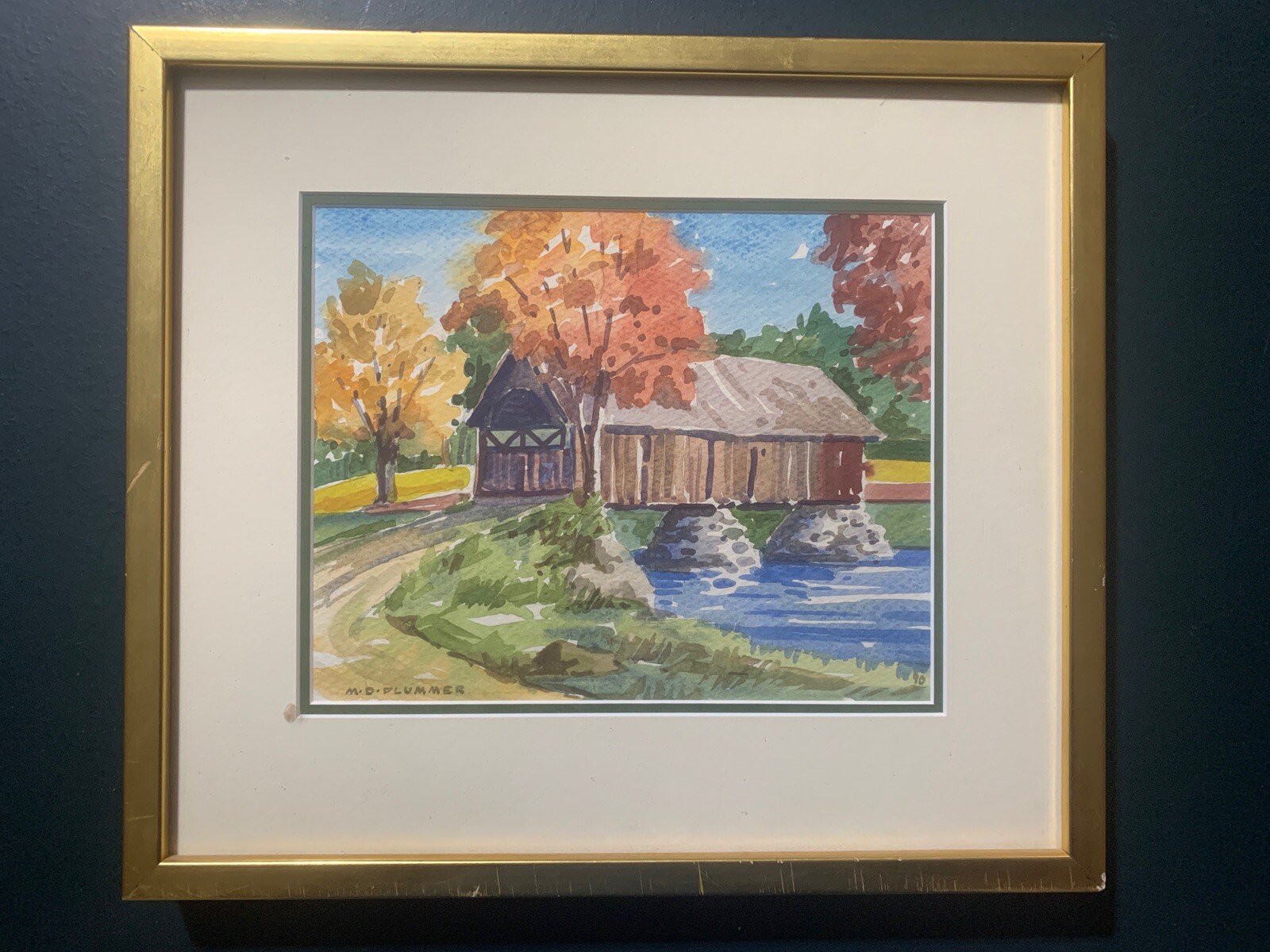 Original Signed Framed Watercolor FarmHouse Massachusetts Artist M. D. Plummer