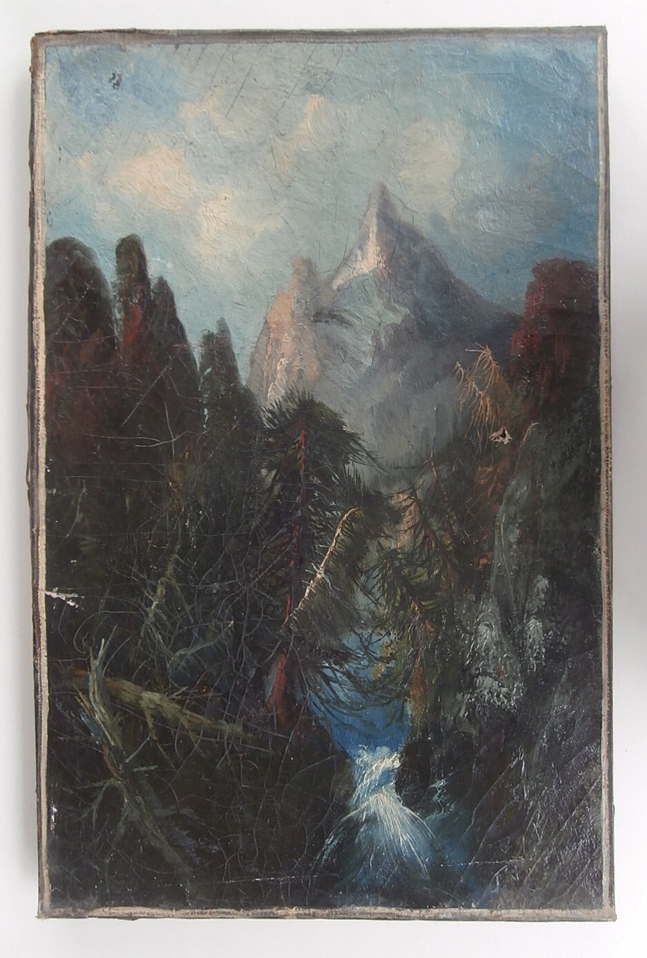 1860s Artist SIGNED «FB» 19th C. PAINTING Frederick Butman ROCKY MOUNTAIN SCHOOL