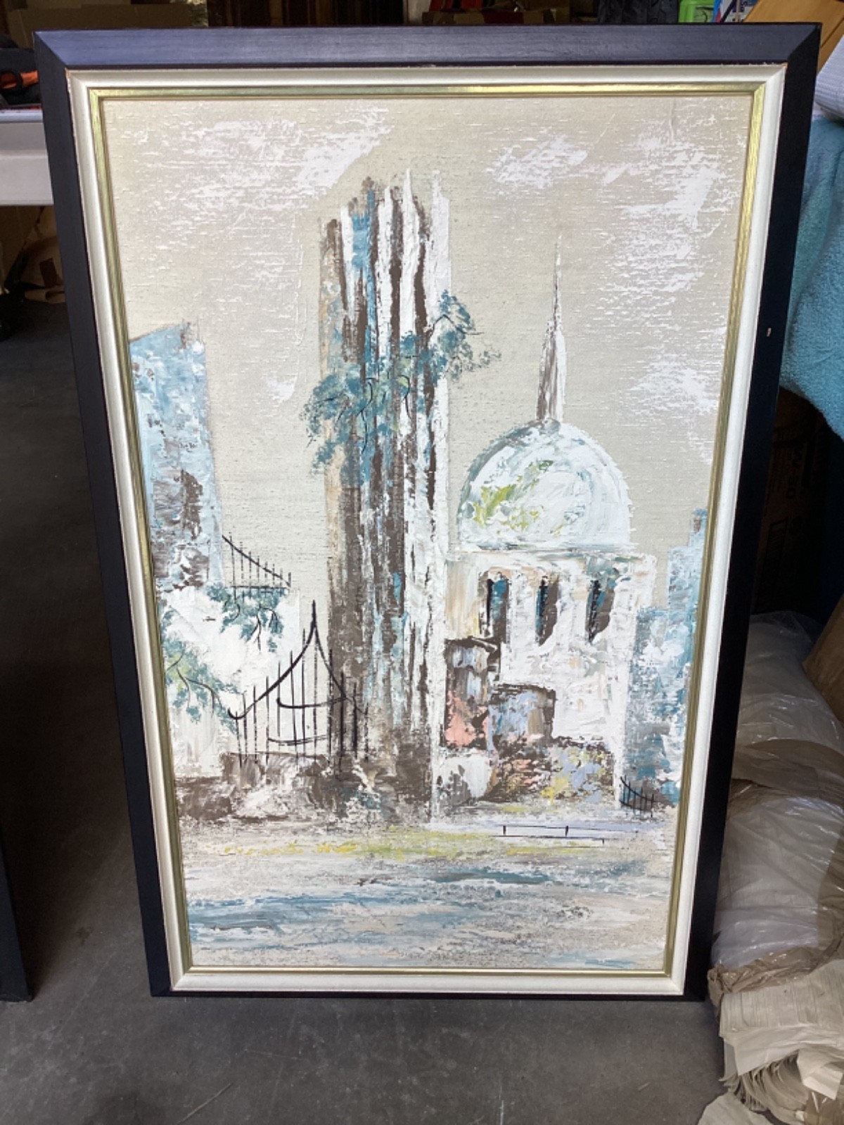 Beautiful Pair of Textured Oil Paintings Undighned 33” x 21” Framed