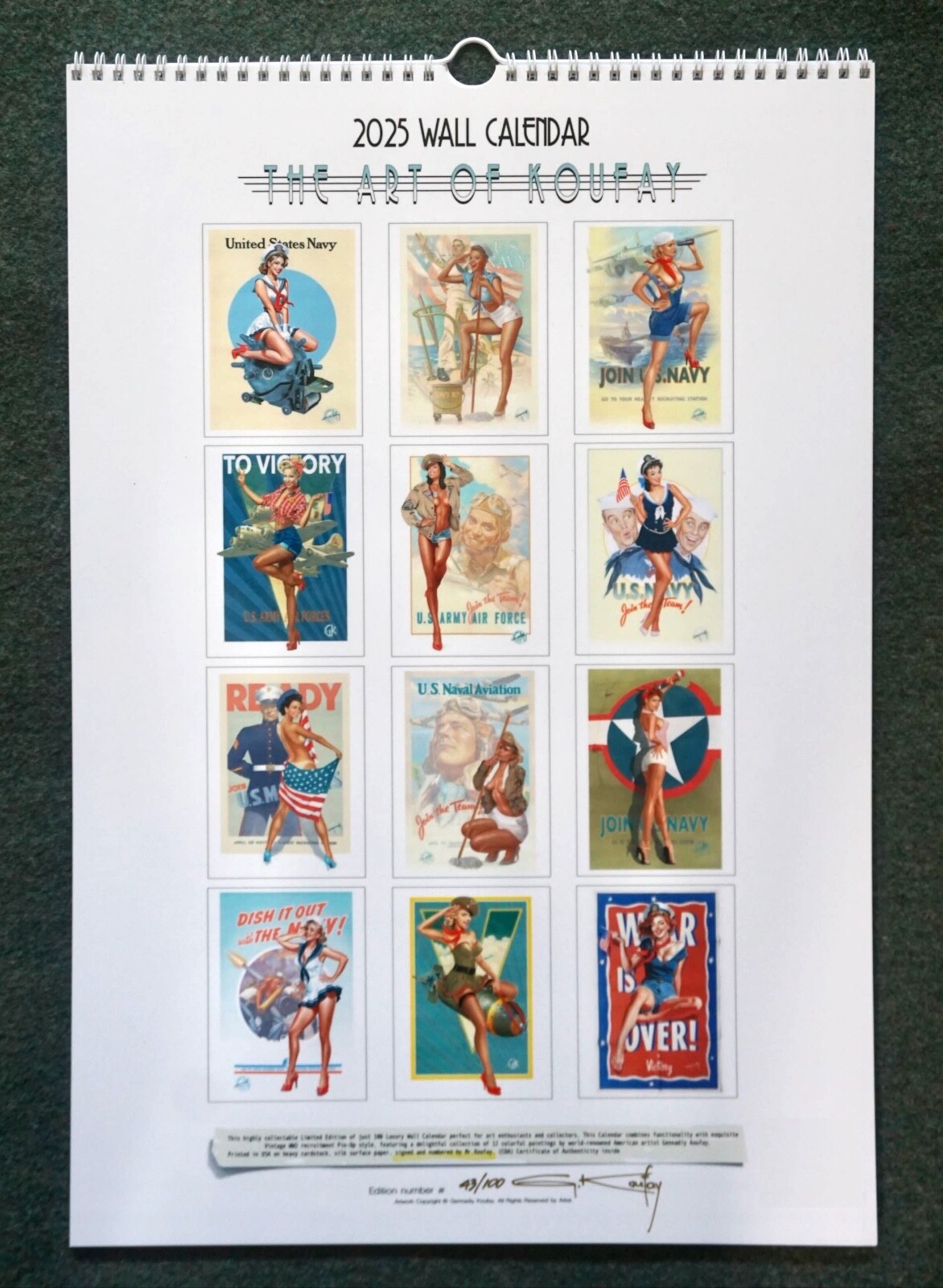 ORIGINAL KOUFAY CALENDAR GIRL No. 96 WWII STYLE CALENDAR ART WOMAN PAINTING