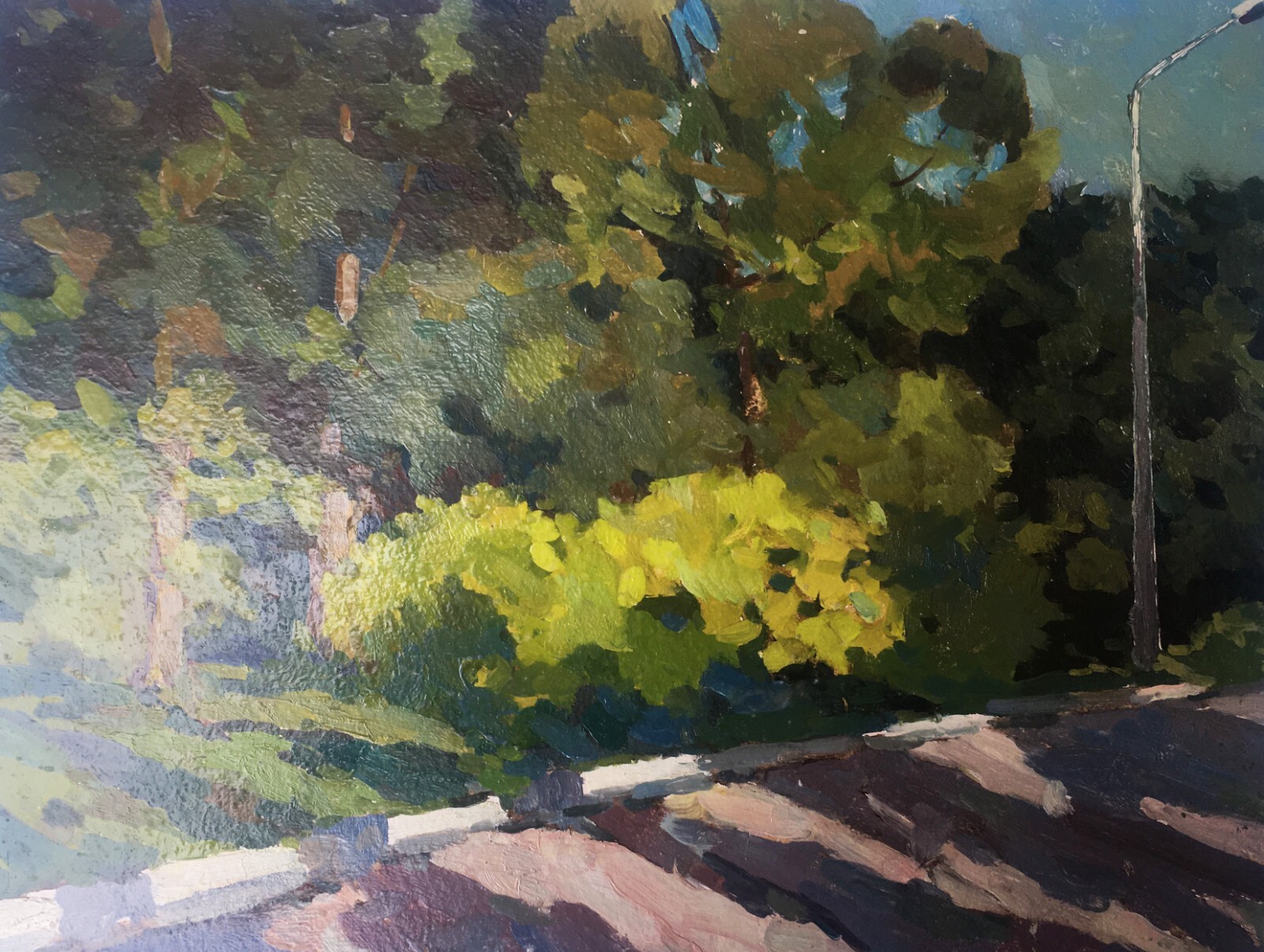 Oil Painting City Street Tovpev P. Unframed Original Home Decor Art nAAA2473