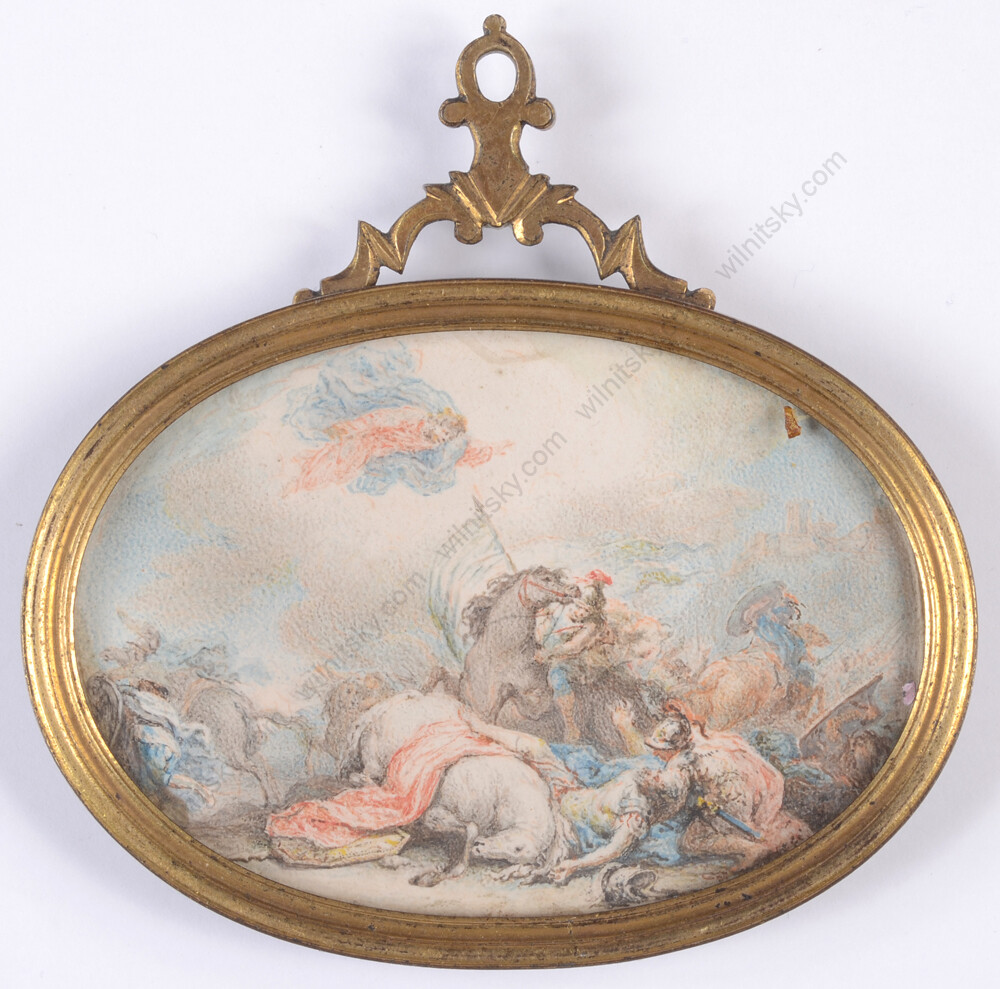 «Battle scene», French miniature on vellum, 18th century