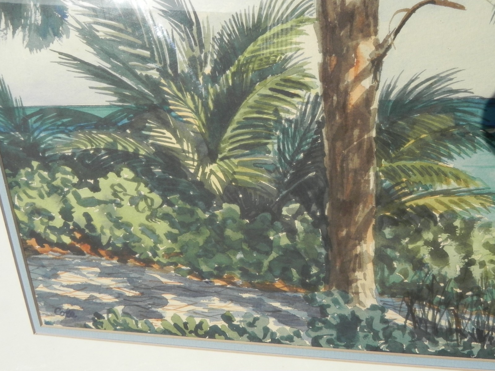 Walter Cole 1881-1965 Florida art watercolor painting shore scene St. Augustine