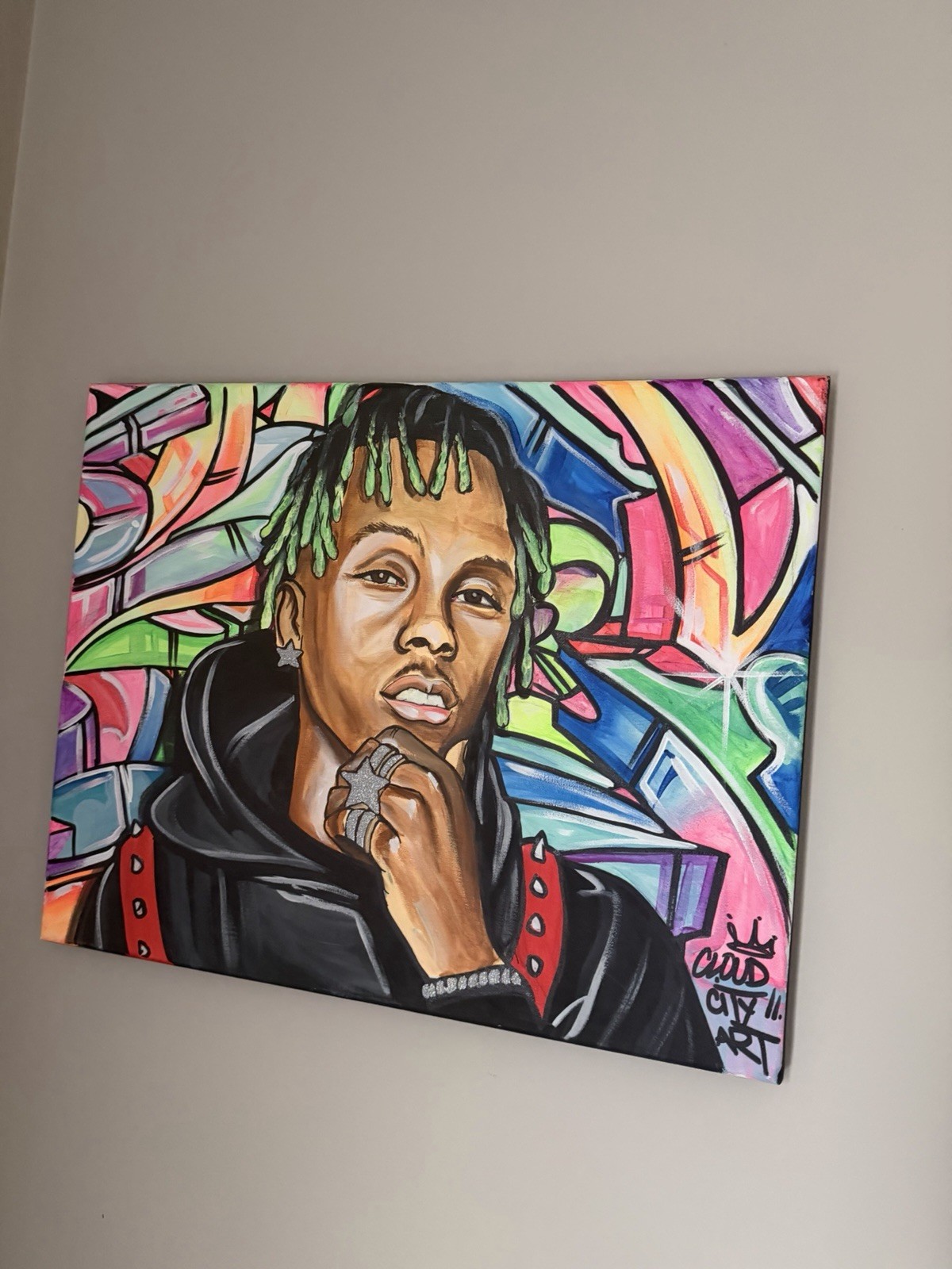 Rich The Kid Pop Art Canvas Painting 16×20 Hip Hop Wall Art Rapper Graffiti
