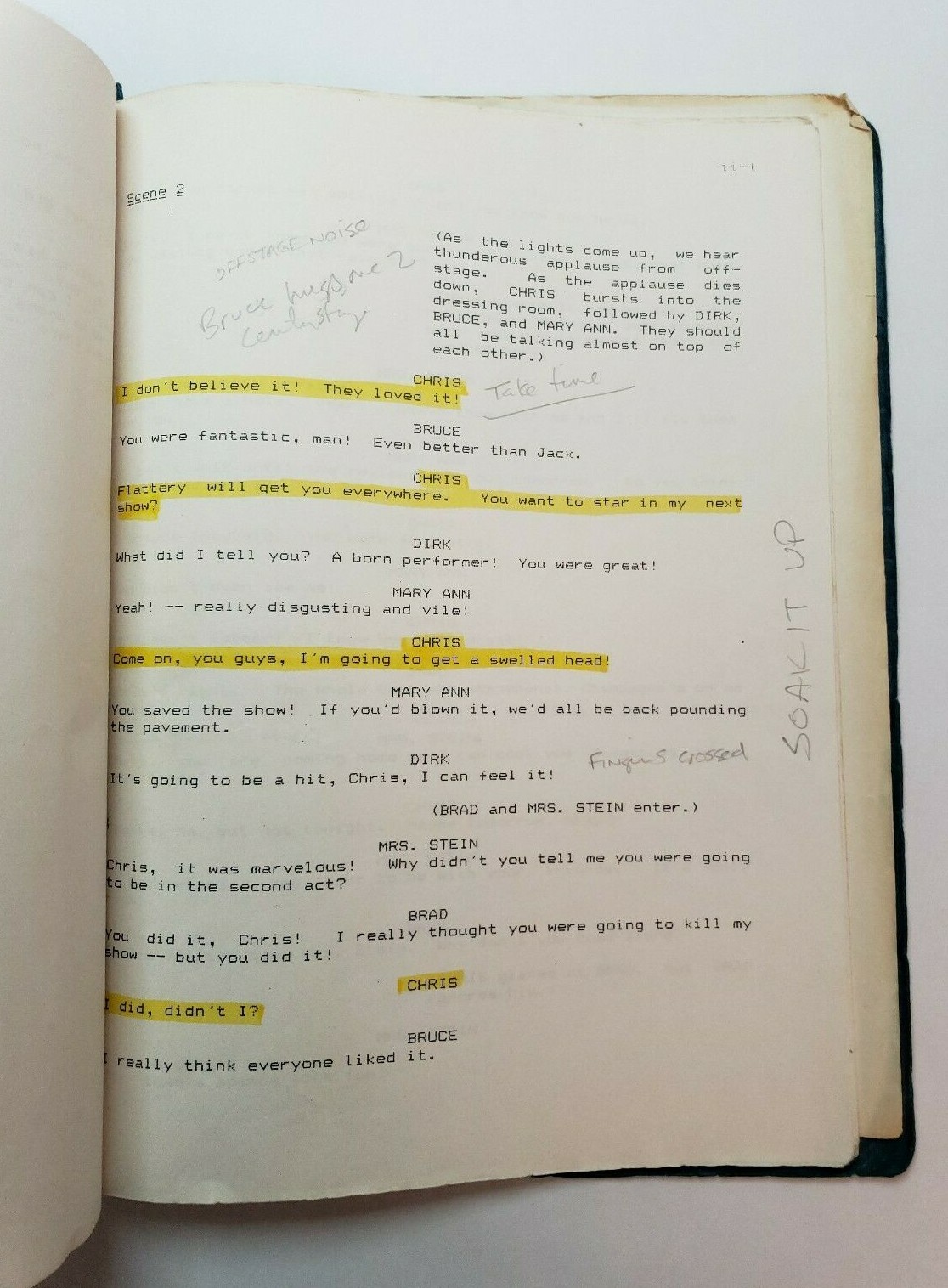OPENING NIGHT / Stewart Margolis 1985 Play Script in ONE ACT, Los Angeles