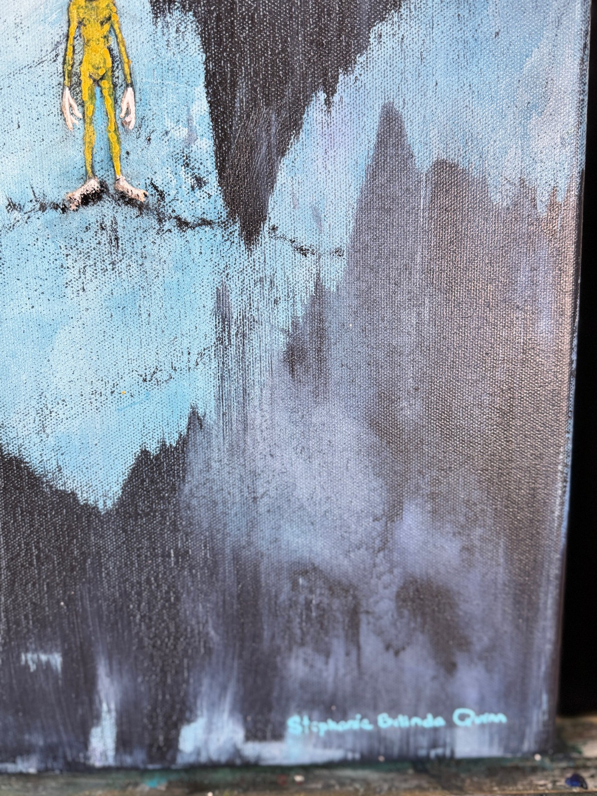 Alien Painting of Space Alien Art Outer Space Artwork Canvas Painting Original