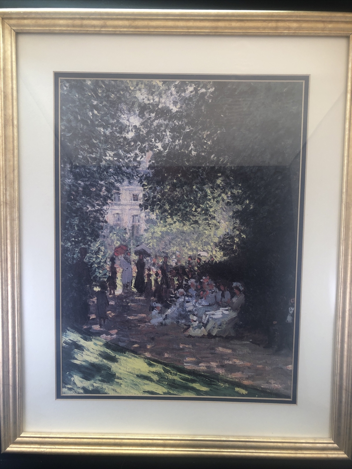 Oil Painting Framed Country English Summer Gathering Scene 17-1/2 X 21-1/2