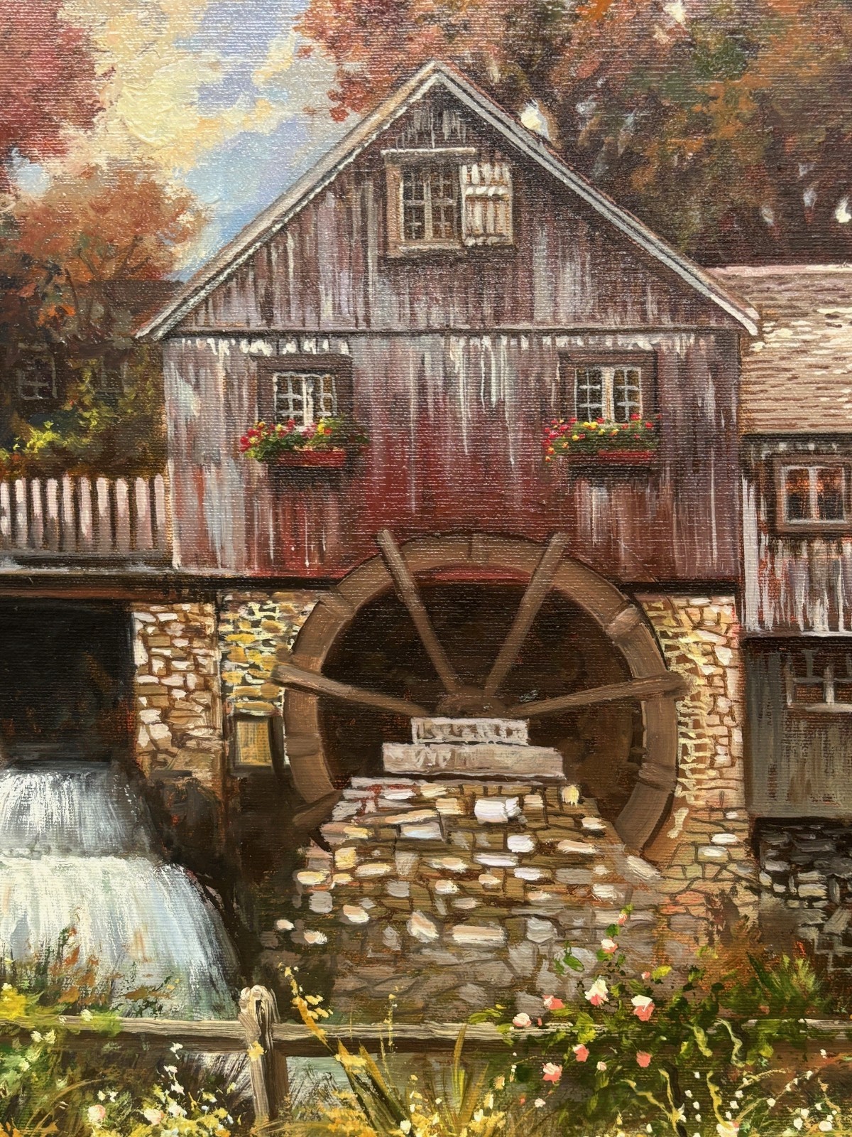 Robert Lui «Water Mill» Hand Signed Framed Original Impressionist Art NEW