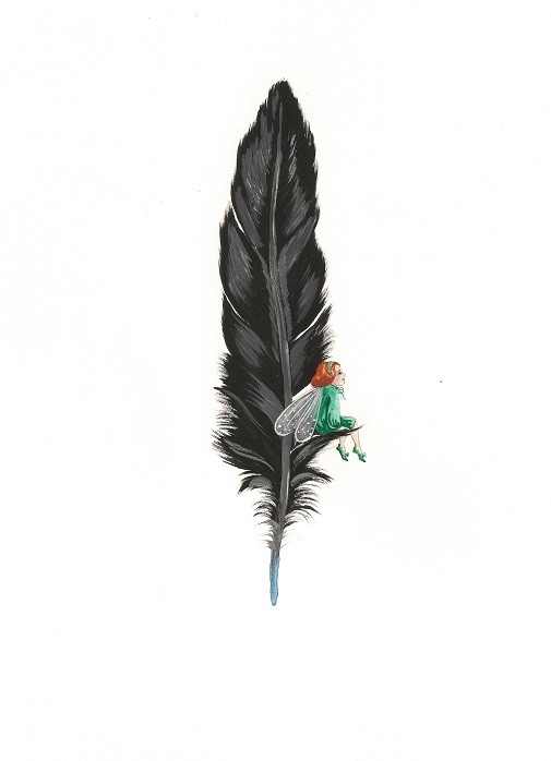 8X10 PRINT OF PAINTING RYTA FOLK ART CROW RAVEN FAIRY WHIMSICAL Halloween 🎃