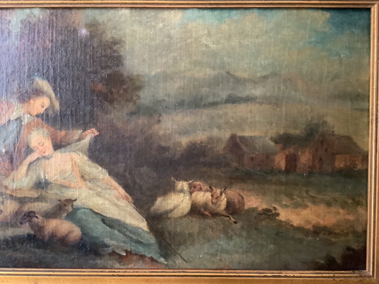 18th CENTURY JEAN-BAPTISTE PATER Shepherdess with Sheep in a Countryside Oil