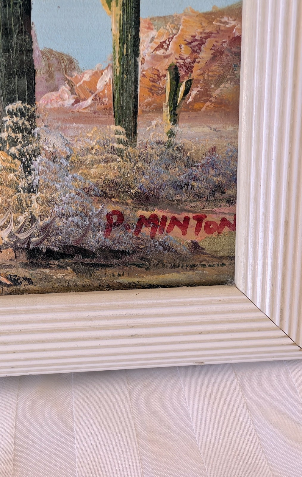P. MINTON ORIGINAL IMPRESSIONIST OIL PAINTING 13”x9” ON CANVAS FRAMED