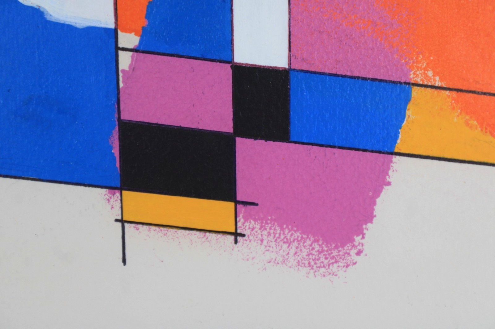 Mid Century Modernist Style Abstract Oil Painting On Board Signed Jon Henry