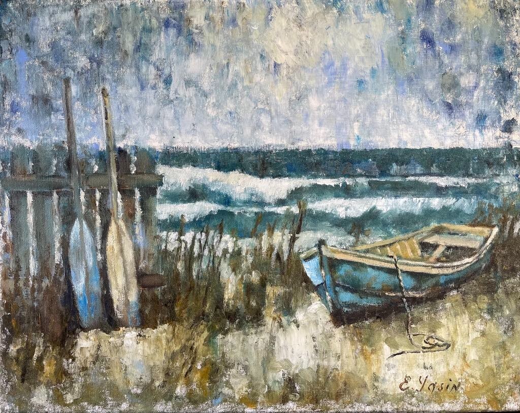 Coastal boat Original oil painting Nautical wall art Marine artwork Hand painted