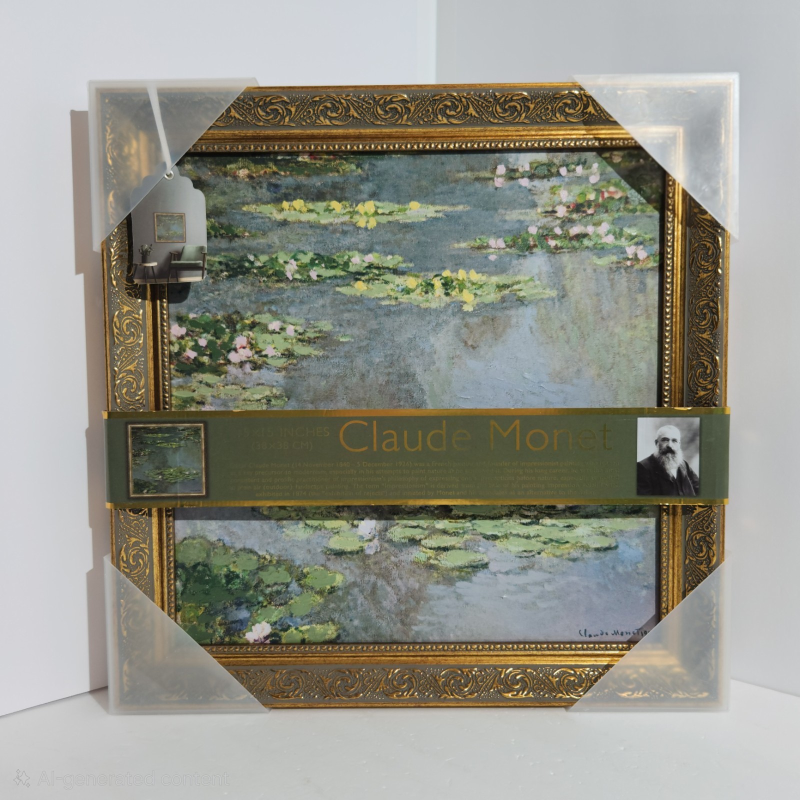 Monet “Water Lily Pond” 1904 Oil Painted Wall Art Print Canvas 15”x15” Reproduct