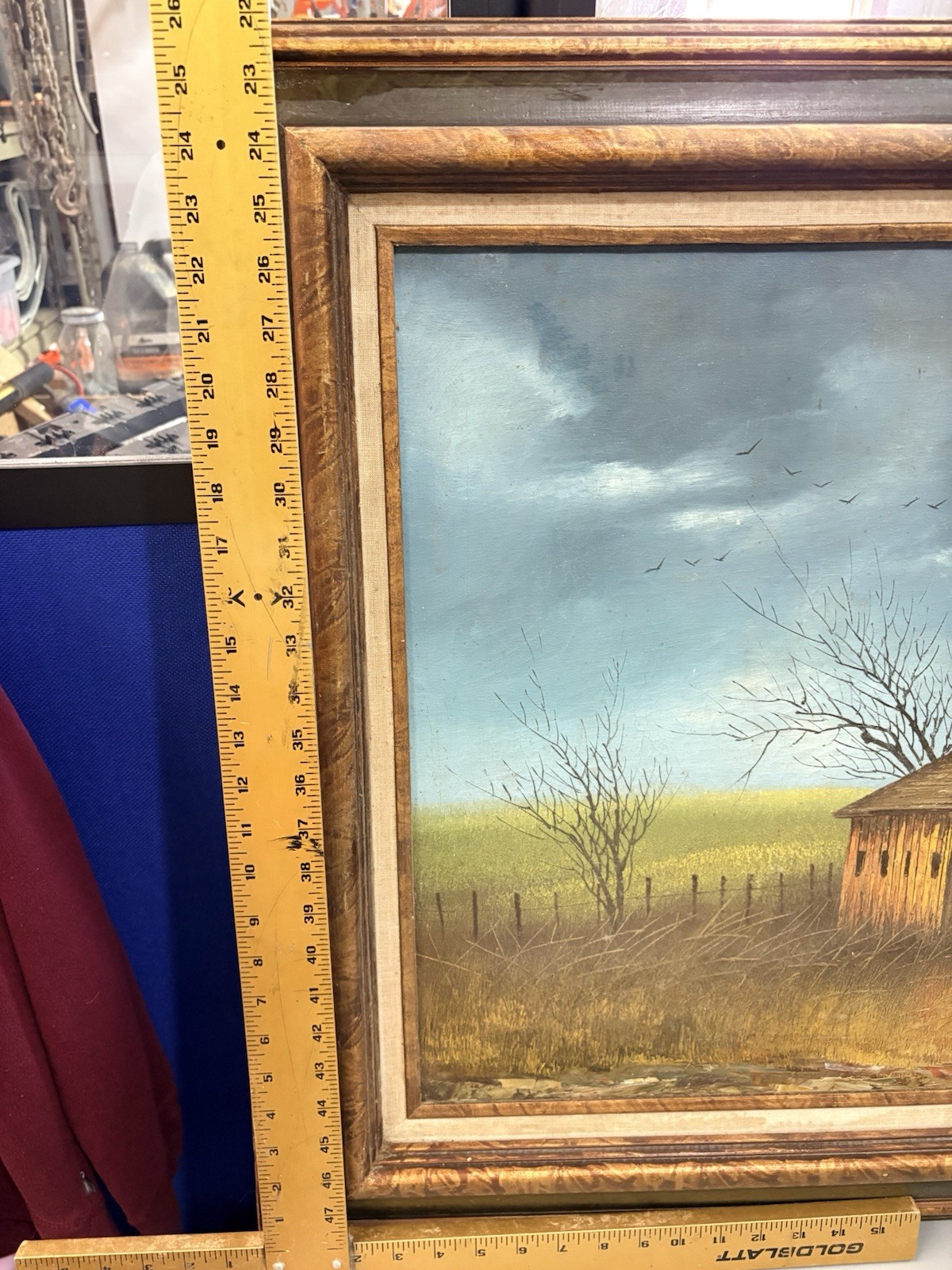 ORIGINAL SIGNED OIL PAINTING BY EVERETT WOODSON Signed 31”x 26” Barn Silo