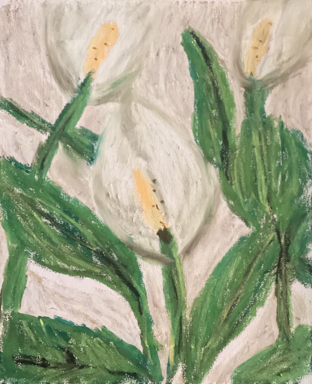 Textured Abstract Calla Lilies Spring White Flowers Canvas Art Original 11×14