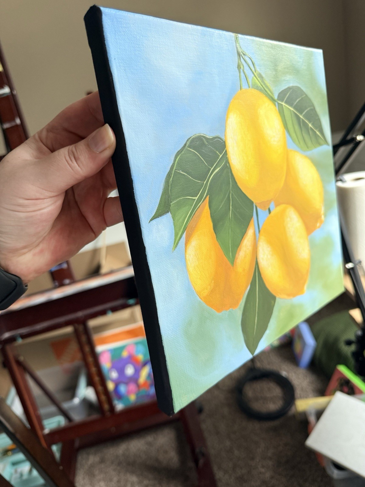Original 10×10 Oil Painting, Hand Painted, Realism, Nature, Lemon “Lemons”