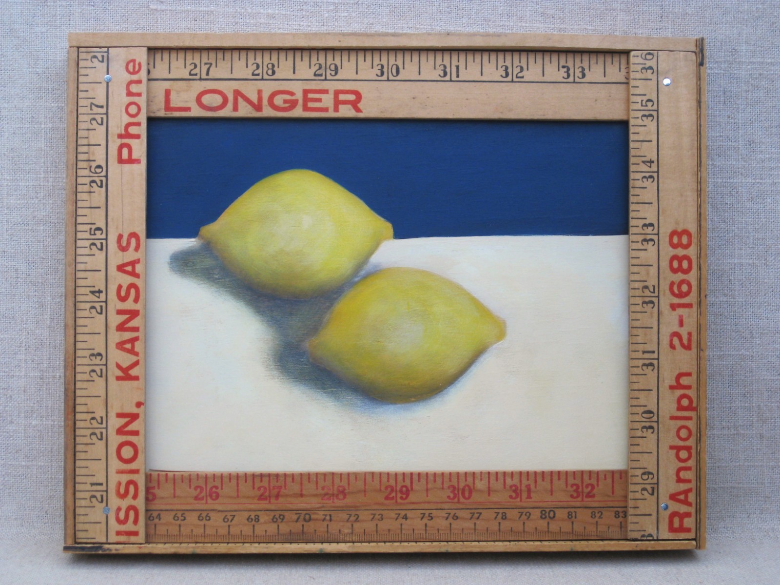 Original Lemon Still Life Painting, Framed Fruit Wall Dining Room Kitchen Décor