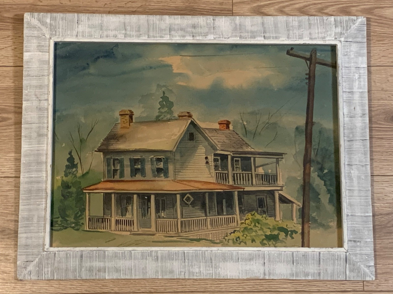 John E Miller original watercolor Battlefield House historic Virginia artwork
