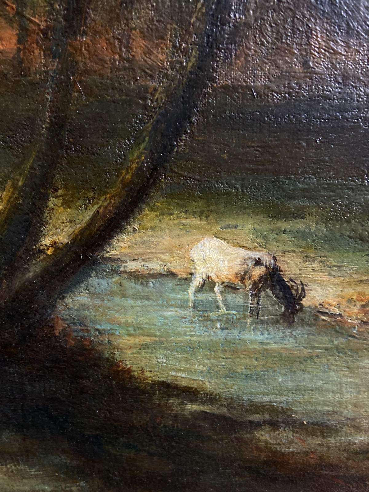 French School 19th Century Landscape Animated Shepherd & Sheep Herd Oil Painting