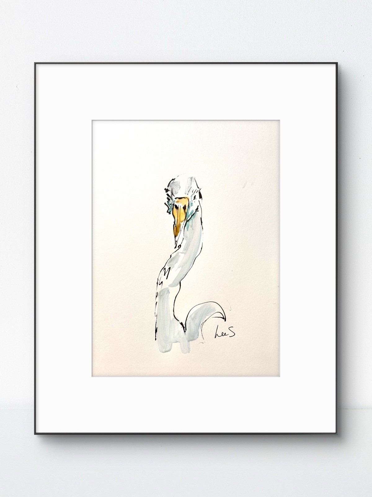 Original Abstract 9X12 Heron Paper Ink Expressionism Handmade Signed Wall Art 23