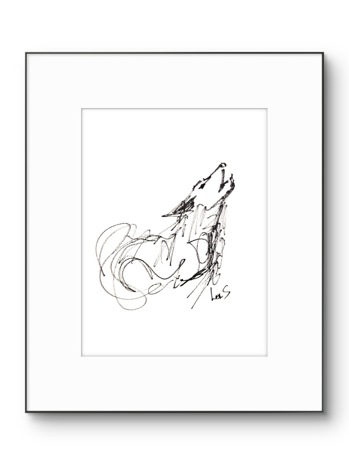 Original Abstract Expressionism 9×12 Dogs Paper Ink Handmade Wall Art Signed 19