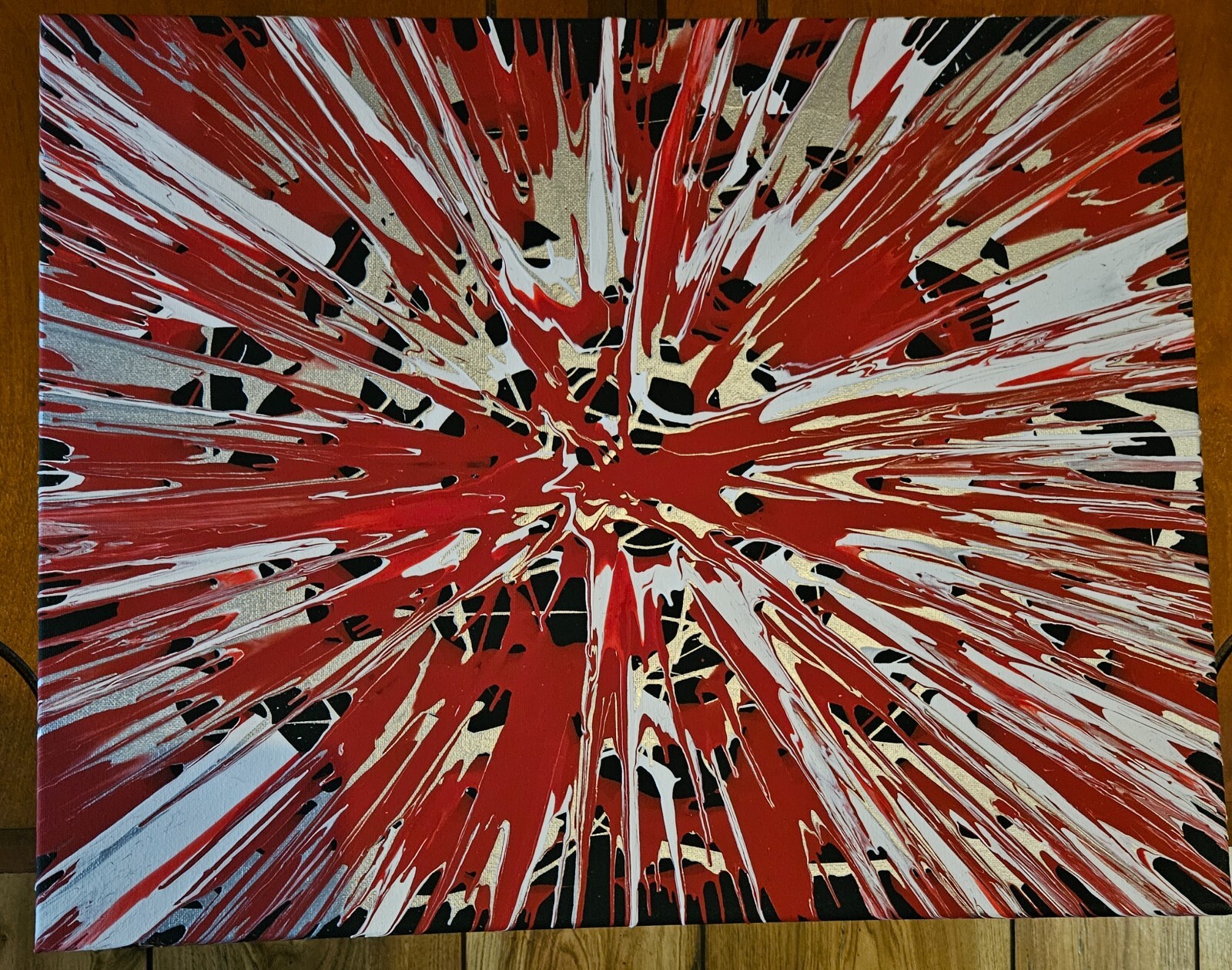 16×20 Spinart Canvas Painting red, black and white