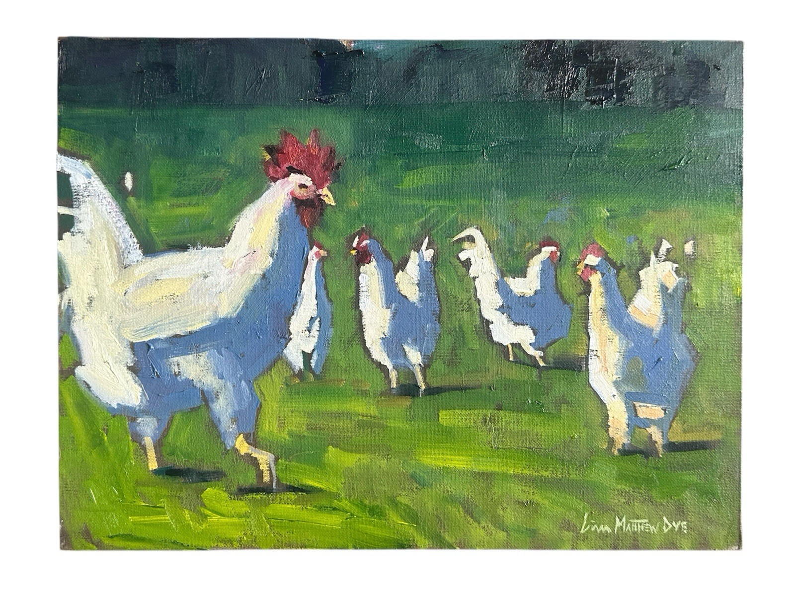 Original Chicken Rooster Painting Signed 12×16 Farm Wall Art