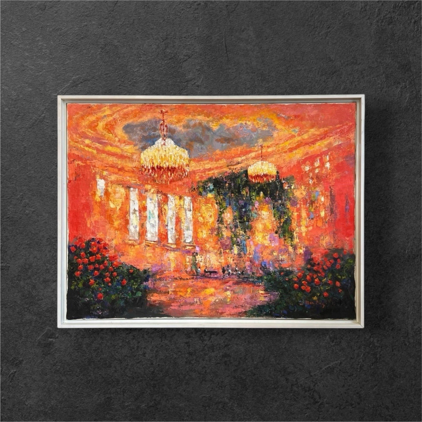 Hon Eng (American 20th/21st C.) Oil Canvas Impressionist Ballroom Scene Painting