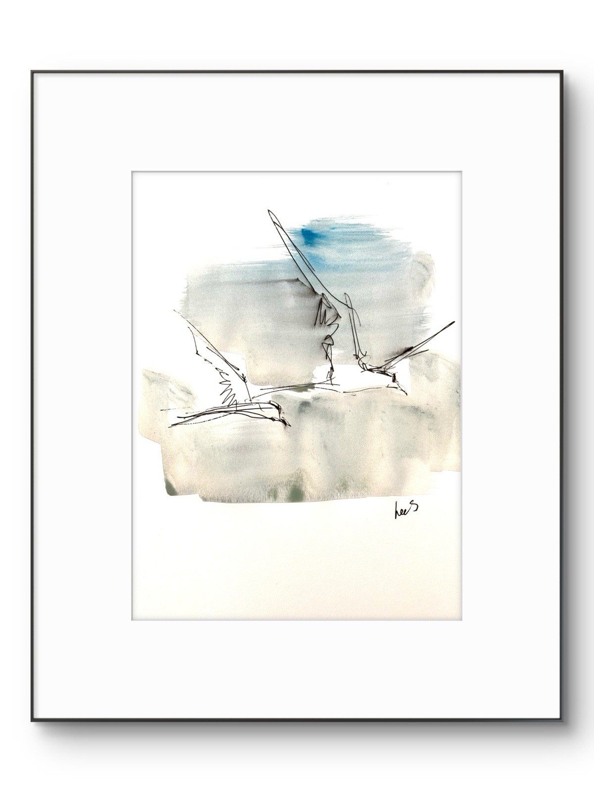 Original Abstract 9×12 Terns Paper Ink Handmade Signed Fine Wall Art Decor 22