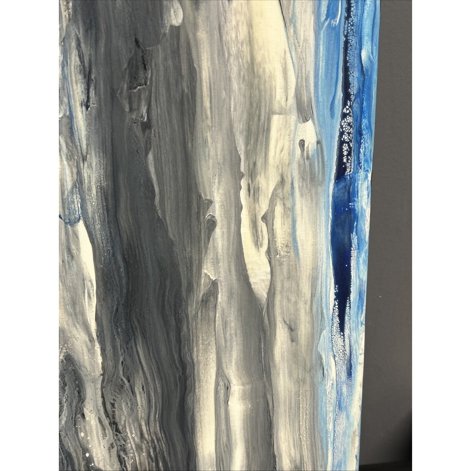 Canvas Painting 16 X 20 Blue Black Acrylic Signed Titled Whispers In the Wind